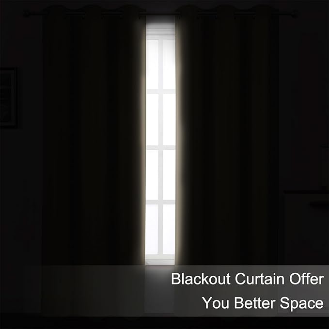 LEMOMO Blackout Curtains 66 x 54 Inch Long Khaki Curtains Set of 2 Panels Room Darkening Curtains for Bedroom and Living Room