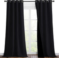 NICETOWN High-End Thermal Curtains, Full Blackout Curtains 90 Inches Long for Dining Room, Soundproof Window Treatment Drapes for Hall Room, Black, 46" Wide Per Panel, Set of 2 Panels