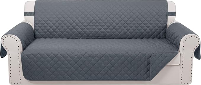 Reversible Oversized Sofa Covers Couch Cover Furniture Protector for Dogs Elastic Straps Water Resistant(XLSofa Dark Blue/Dark Blue)