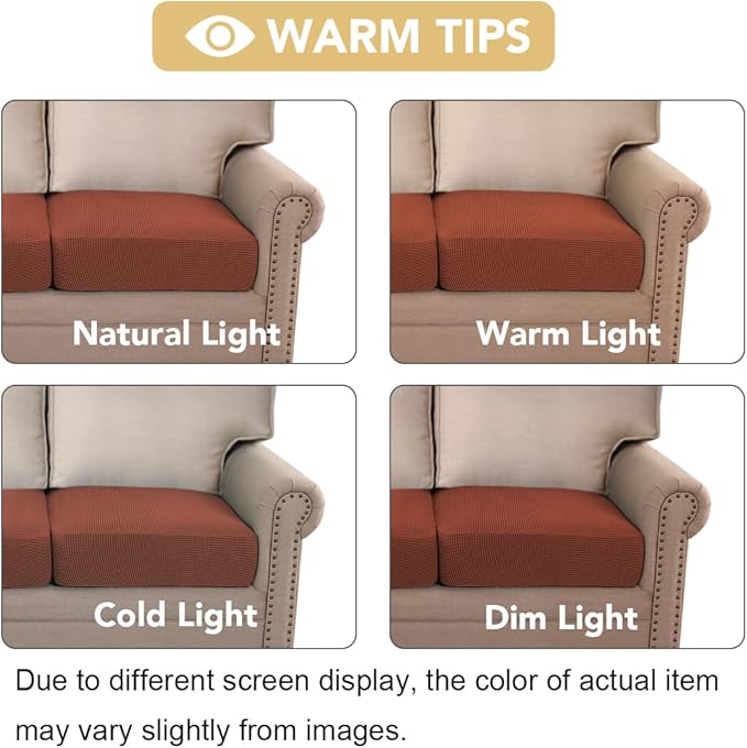 H.VERSAILTEX Super Stretch Individual Seat Cushion Covers Sofa Covers Couch Cushion Covers Slipcover Sets Thick Jacquard Textured Twill Fabric (2 Piece Medium Sofa Cushion Covers, Rust)