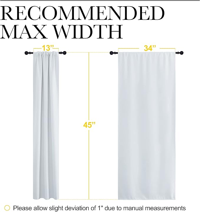 NICETOWN Greyish White Window Curtain Panels - Thermal Insulated Rod Pocket Room Darkening Curtain Sets for Bedroom (Greyish White, 2 Panels, 34 in x 45 in (W x L))