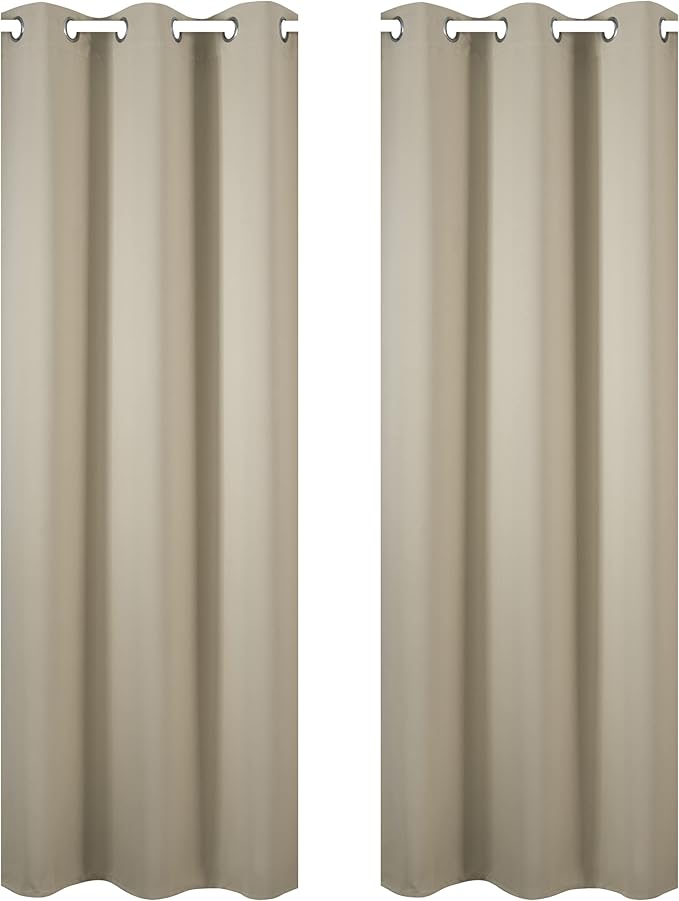 LEMOMO Beige Blackout Curtains 34 x 84 Inch Length/Set of 2 Curtain Panels/Thermal Insulated Room Darkening Blackout Curtains for Bedroom