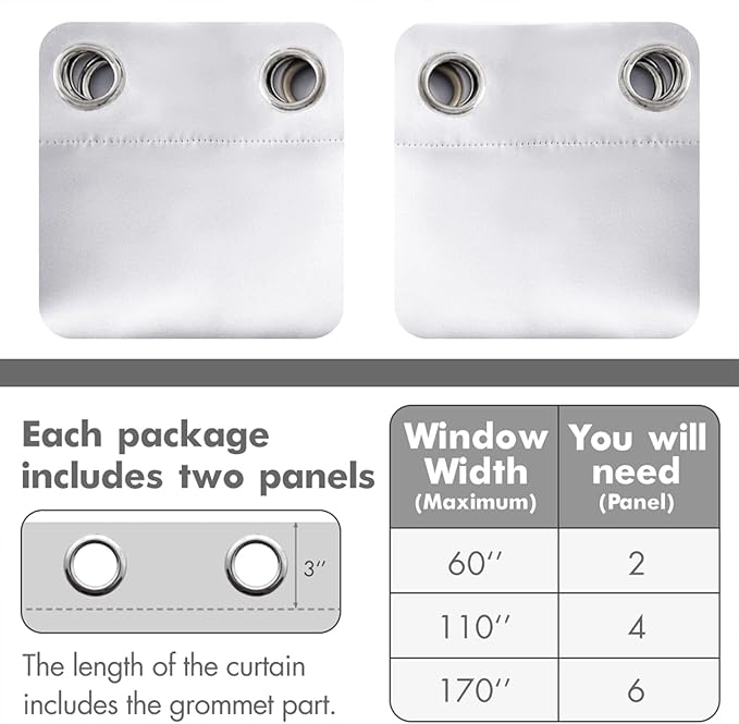 MIULEE Blackout Curtains for Bedroom Living Room, Chirstmas Thermal Insulated Room Darkening Grommet Top Solid Light Blocking Drapery Set of 2 Window Panels 52 x 72 Inches Greyish White