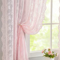 YJ YANJUN Vintage Lace Curtains Pink Boho Floral 80 Inch Curtains for Girls Room Princess Closet Curtain for Open Closet Pink Sheer Sliding Closet Door Drapes 2 Panels Set Light Pink 52W x 80L