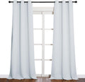NICETOWN Room Darkening Long Curtains - Window Treatment Thermal Insulated Grommet Long Drapes for Living Room (2 Panels, 42 by 90, Greyish White)