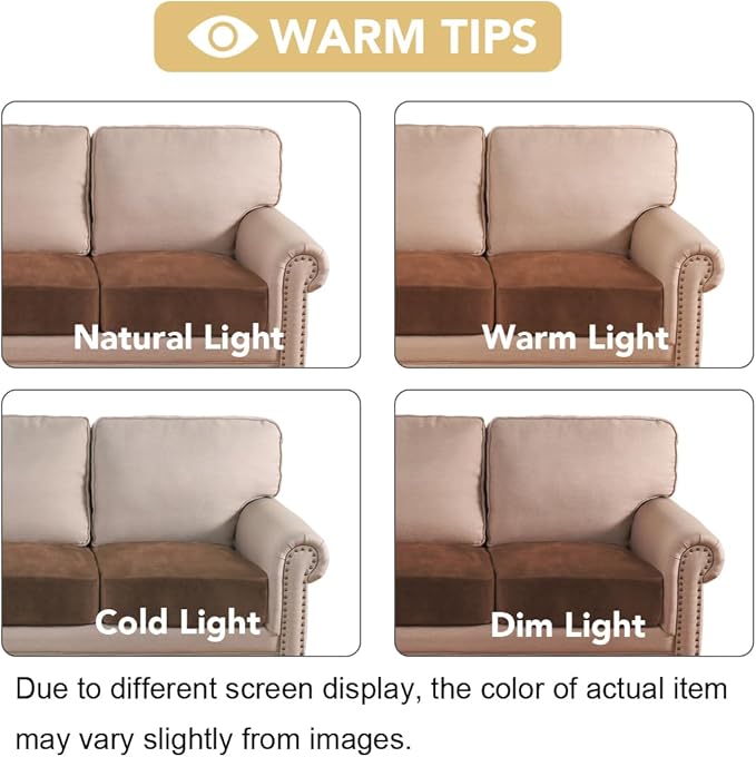 H.VERSAILTEX Velvet Stretch Couch Cushion Cover Plush Cushion Slipcover for Sofa Cushion Furniture Protector Seat Cushion Sofa Cover (3 Piece Sofa Cushion Covers, Caramel)