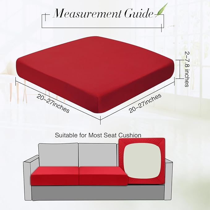 Newwiee Set of 4 Stretch Patio Cushion Covers Sofa Couch Seat Chair Slipcovers Cushion Cover Replacement Furniture Protector for Pets Washable(Burgundy,Seat Cover,Solid)