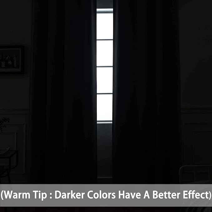 Yakamok Blackout Curtains Room Darkening Thermal Insulated with Grommet Window Curtain for Bedroom, 52 x 108inch,Dark Grey, 2 Panels