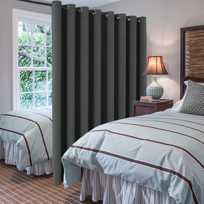 H.VERSAILTEX Blackout Patio Curtains 100 x 96 Inches for Sliding Door Extral Wide Blackout Curtain Panels Thermal Insulated Room Divider - Grommet Top, 8' Tall by 8.5' Wide - Charcoal Gray