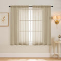 Taupe Window Sheer Curtains 54 inch Length, Soft Airy Light Filtering Sheer Curtain 2 Panels Set, Dual Rod Pocket Gauze Taupe Drapes for Living Room Bedroom, 2x42Wx54L Inches
