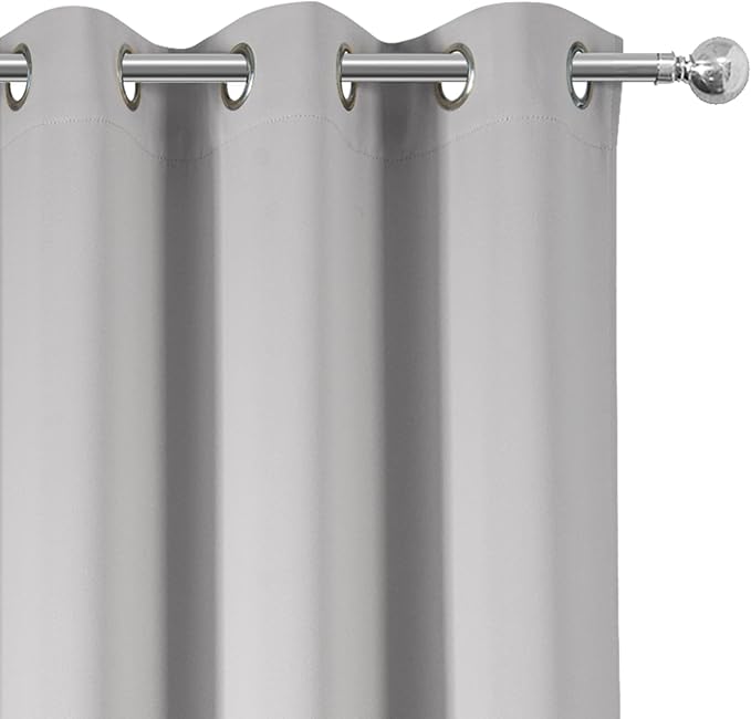 LEMOMO Light Grey Blackout Curtains/38 x 54 Inch/Set of Two Panels Grommet Living Room Curtains