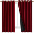 NICETOWN 100% Blackout Cold Blocking Curtain Panels, Thermal Insulated Curtains, Noise Reducing Drapes for Thanksgiving Day Window Decor (Set of 2, Burgundy Red, 70 inches Wide by 63 inches Long)
