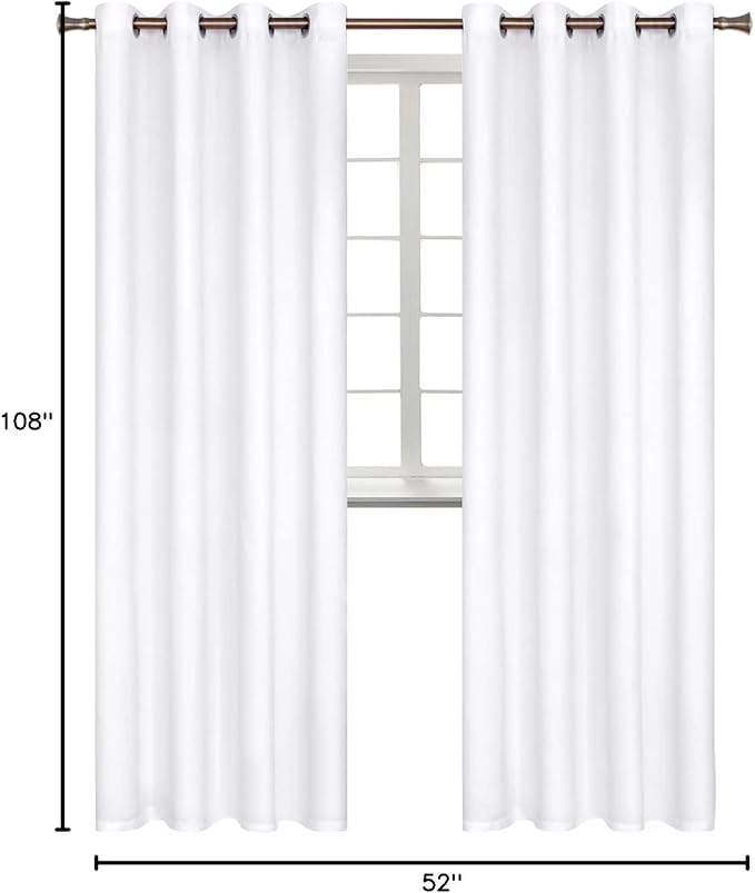 BGment Blackout Curtains - Grommet Thermal Insulated Room Darkening Bedroom and Living Room Curtains, Set of 2 Panels (52 x 108 Inch, Pure White)