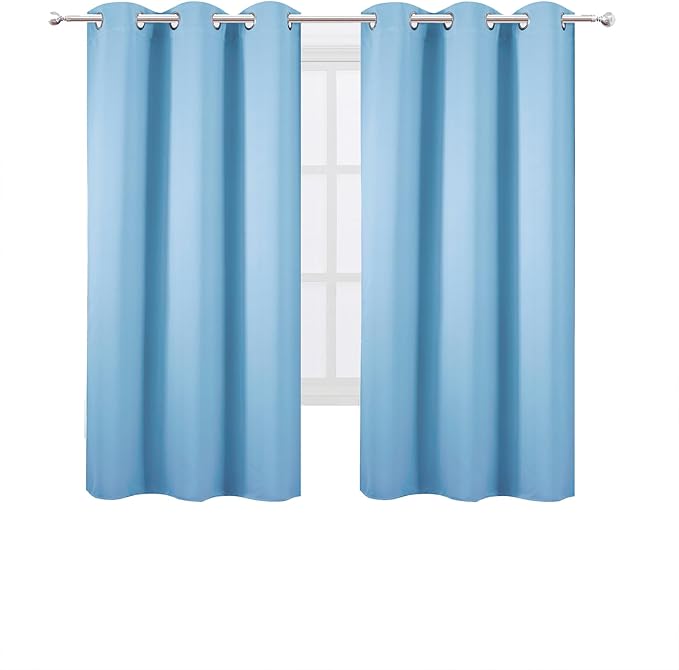 LEMOMO Blackout Curtains 40 x 63 inch/Sky Blue Curtains Set of 2 Panels/Thermal Insulated Room Darkening Bedroom Curtains
