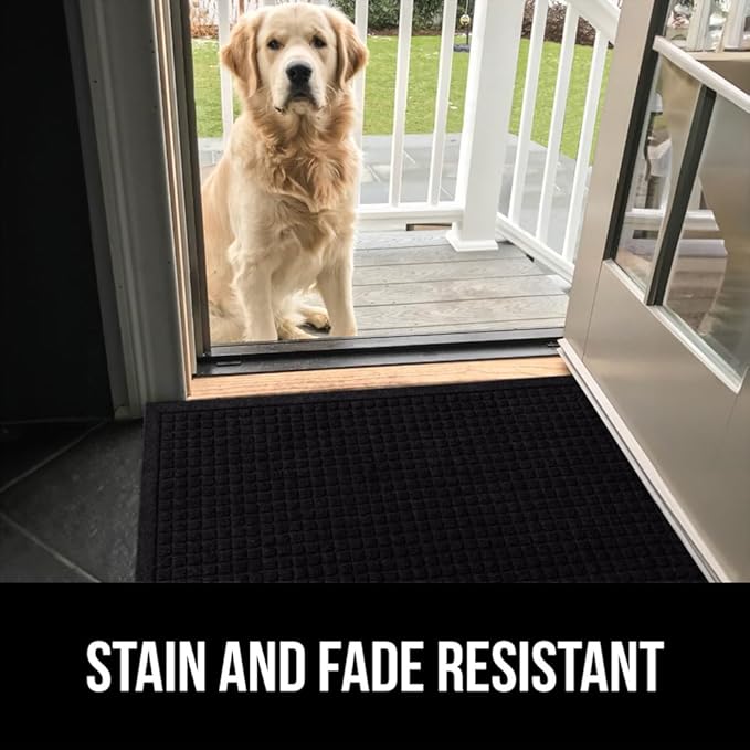 GORILLA GRIP® Ultra Absorbent Front Door Mat Outside Entrance, Traps Dirt and Moisture, HydroABSORB Indoor Outdoor Doormat Holds Up to 1.7 Cups Water, Stain and Fade Resistant Welcome Mat, 29x17 Black