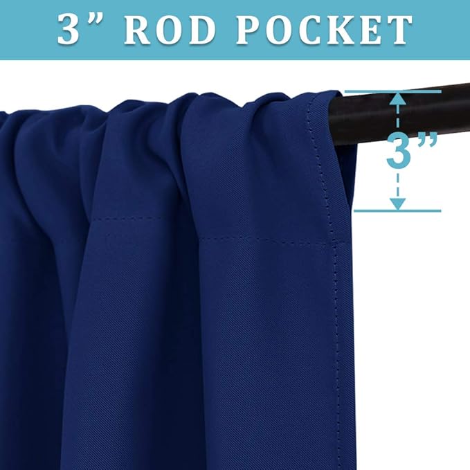 RYB HOME Short Blackout Curtains for Bedroom, Room Darkening Insulated Summer Heat Light UV Blocking Energy Saving Drapes for Nursery, Width 34 by Length 48, Marine Blue, Set of 2