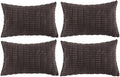 Fancy Homi 4 Packs Boho Dark Brown Decorative Throw Pillow Covers 16x24 Inch for Living Room Couch Bed Sofa, Rustic Modern Farmhouse Home Decor, Soft Plush Corduroy Cute Square Cushion Case 40x60 cm