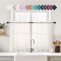 Ivory Small Sheer Curtains Tier 24 Inches Length 2 Pieces, Light Filtering Cafe Curtains Sheers for Living Room Bathroom, Modern Window Treatments Dual Rod Pocket Panels, 2X42Wx24L Inches