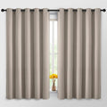 Yakamok Blackout Curtains Room Darkening Thermal Insulated Window Panels,Solid Grommet Top Drapes for Bedroom/Living Room(62Wx63L, Natural, 2 Panels)