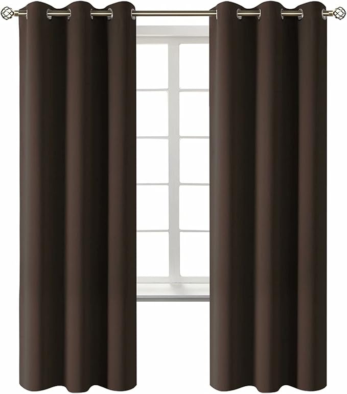 BGment Blackout Curtains for Living Room - Grommet Thermal Insulated Room Darkening Curtains for Bedroom, 2 Panels of 42 x 72 Inch, Brown