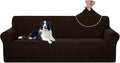 U-NICE HOME 4 Seater Stretch Couch Cover Sofa Cover Washable Sofa Slipcover Furniture Protector for 3 Cushion Couch Sofa Pet Friendly, Chocolate