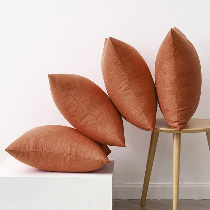 MIULEE Pack of 4 Decorative Rust Throw Pillow Covers Linen Waterproof Pillow Covers Outdoor Farmhouse Cushion Cases for Patio Garden Tent Balcony Couch Sofa 16x16 inch