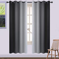 Yakamok 72 Inch Length Black and Greyish White Ombre Curtains, Light Blocking Gradient Color Curtains, Room Darkening Thermal Insulated Grommet Window Drapes for Bedroom (2 Panels, 52x72 Inch)