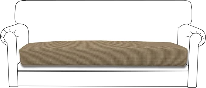 Easy-Going Stretch Cushion Cover Sofa Cushion Furniture Protector Sofa Seat Sofa slipcover Sofa Cover Soft Flexibility with Elastic Bottom(Sofa Cushion,Tan)