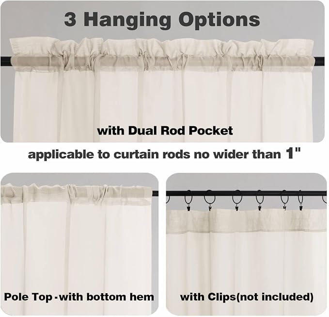 Chyhomenyc Cream Sheer Curtains 96 Inches Long 2 Panels, Light Filtering Cream Curtains for Living Room, Soft Gentle Voile Rod Pocket Bedroom Window Drapes, 59Wx96L Inch, 2PCS