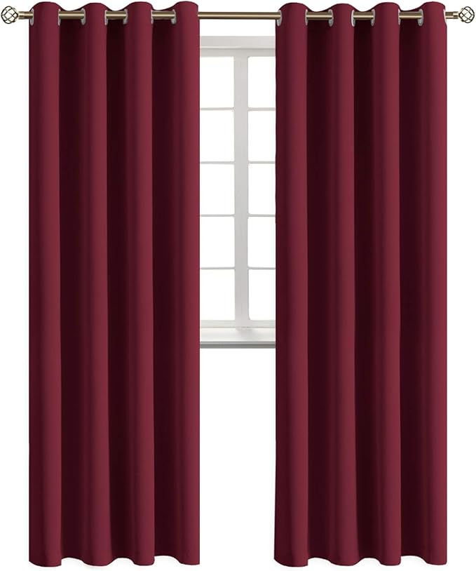 BGment Blackout Curtains - Grommet Thermal Insulated Room Darkening Bedroom and Living Room Curtains, Set of 2 Panels (52 x 108 Inch, Burgundy)