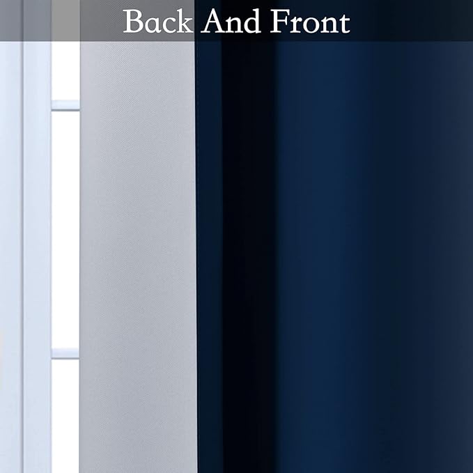 SimpleHome Ombre Room Darkening Curtains 84 inches Length for Bedroom,Grommet Gradient Light Blocking Blue to White Window Curtain for Living Room,1 Panel, 52x84 inches