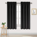 DWCN Black Room Darkening Blackout Curtains - Rod Pocket Thermal Insulated Privacy Energy Saving Window Curtain Drapes 42x 72 inch Length, Set of 2 Bedroom Living Room Curtains