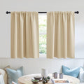 RYB HOME Privacy Bathroom Window Curtains, Short Thermal Insulated Heat Blocking Privacy Rod Pocket Half Window Curtain Tiers for Nursery Bedroom, Width 42 by Length 30, Biscotti Beige, 2 Panels