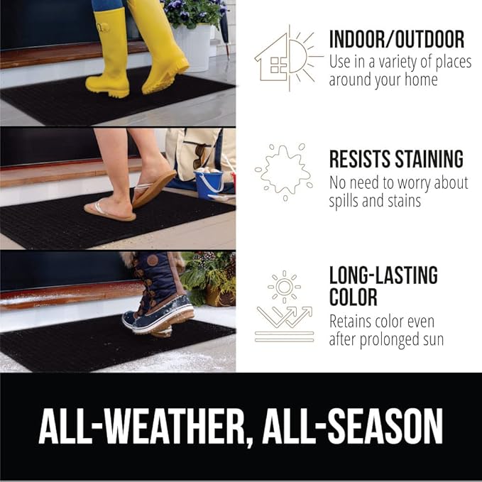 GORILLA GRIP® Ultra Absorbent Front Door Mat Outside Entrance 72x24, Traps Dirt and Moisture, HydroABSORB Indoor Outdoor Doormat Holds Up to 2.75 Cups Water, Stain and Fade Resistant Welcome Mat Black