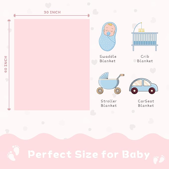 Yurhap Fleece Baby Blanket Heart Checkered Blanket, Ultra Soft Cozy Baby Blankets for Girls Boys, Fluffy Infant Toddler Newborn Receiving Blankets for Crib Stroller 30”×40” (Light Pink)