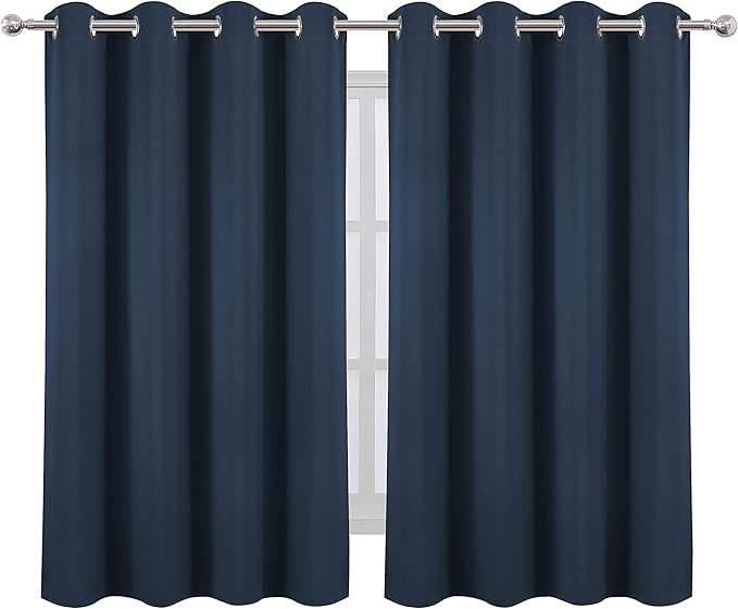 LEMOMO Navy Blue Thermal Blackout Curtains/52 x 54 Inch/Set of 2 Panels Room Darkening Curtains for Bedroom