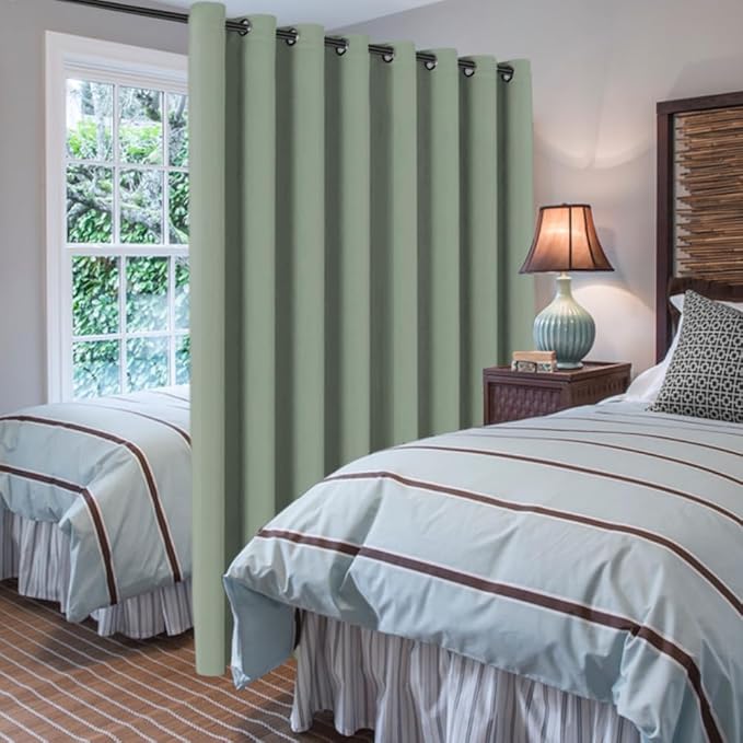 H.VERSAILTEX Blackout Patio Curtains 100 x 96 Inches for Sliding Door Extral Wide Blackout Curtain Panels Thermal Insulated Room Divider - Grommet Top, 8' Tall by 8.5' Wide - Cyan