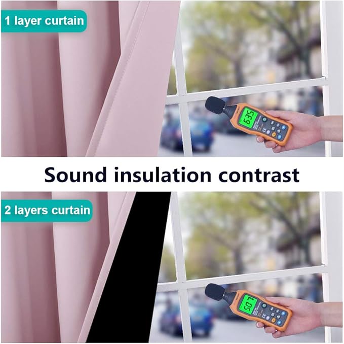 NICETOWN 100% Blackout Window Curtain Panels, Baby Pink, 2 PCs, 62" Wide Each Panel, Cold and Full Light Blocking Drapes with Black Liner for Nursery, 84 inches Drop Thermal Insulated Draperies