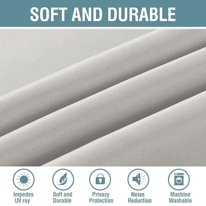 H.VERSAILTEX Light Blocking Curtain for Bedroom/Living Room, Energy Efficient Thermal Insulated Grommet Window Panel Blackout Curtains for Bedroom/Living Room, Stone, 52 by 63 inch Long, One Panel
