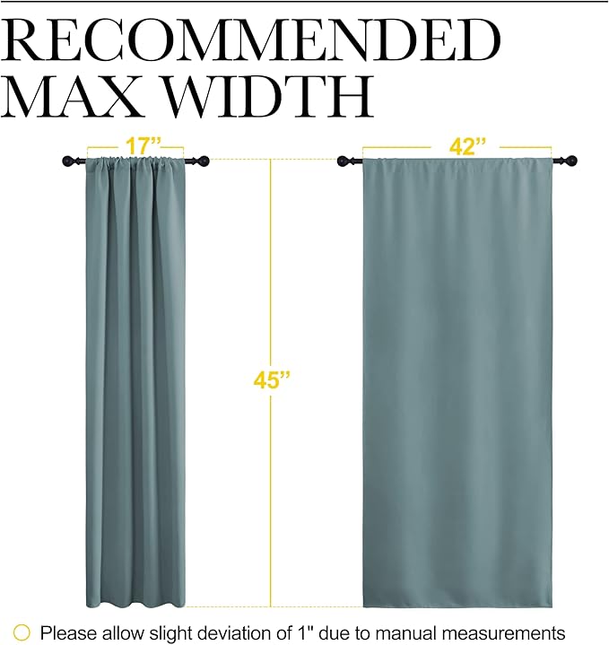 NICETOWN Greyish Blue Blackout Curtains Panels for Window, Thermal Insulated Rod Pocket Blackout Drapes/Draperies for Living Room (2 Panels, W42 x L45 inches)
