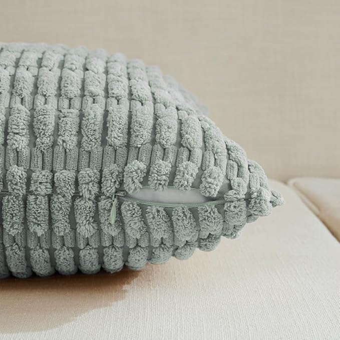Fancy Homi 4 Packs Decorative Throw Pillow Covers for Living Room Couch Bed, Modern Farmhouse Boho Home Decor, Accent Cushion Case (12 x 12 Inch, Grey Blue)