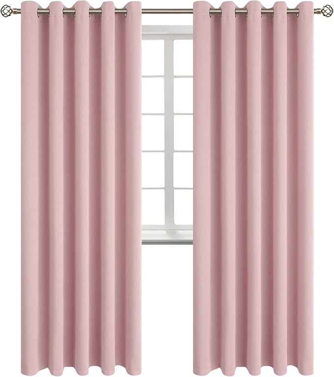 BGment Room Darkening Curtains 84 Inches Long - Grommet Thermal Insulated Drapes Window Treatment Curtains for Bedroom, 2 Panels, 70 x 84 Inch, Baby Pink