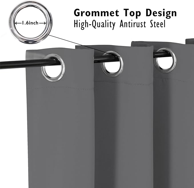 ChrisDowa Blackout Curtains 54 inches Long for Bedroom - 2 Panels Set Grommet Thermal Insulated Room Darkening Curtains for Living Room (Grey, 38 x 54 Inch)