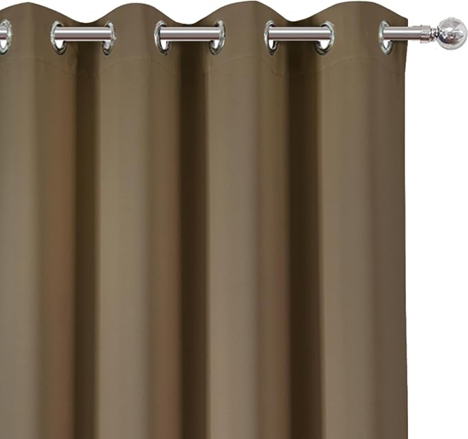 LEMOMO Blackout Curtains 52 x 108 inch/Brown Curtains Set of 2 Panels/Thermal Insulated Room Darkening Bedroom Curtains