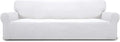 Easy-Going Stretch 4 Seater Sofa Slipcover 1-Piece Sofa Cover Furniture Protector Couch Soft with Elastic Bottom for Kids, Polyester Spandex Jacquard Fabric Small Checks Snow White
