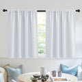 RYB HOME Short Curtains for Small Window, Sunmmer Heat Light Blocking Privacy Protection Curtains for Sunroom Laundry Room Stair Window, Width 52 by Length 36, Greyish White, Set of 2