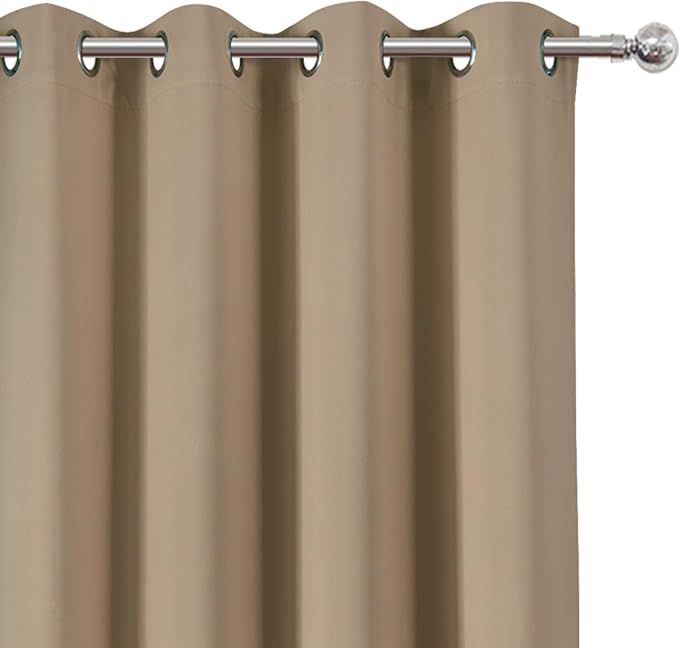 LEMOMO Blackout Curtains 66 x 72 Inch Long Natural Curtains Set of 2 Panels Room Darkening Curtains for Bedroom and Living Room