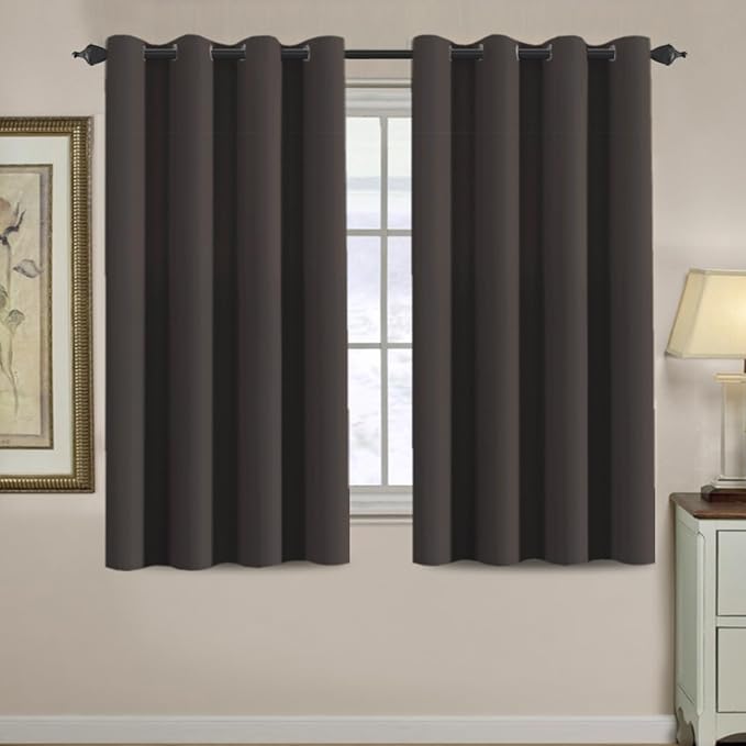 H.VERSAILTEX Blackout Curtain for Living Room Thermal Insulated Window Treatment Curtain 54 inch Length Energy Saving Solid Grommet Top Blackout Drape, One Panel, Chocolate Brown, 52" W x 54" L