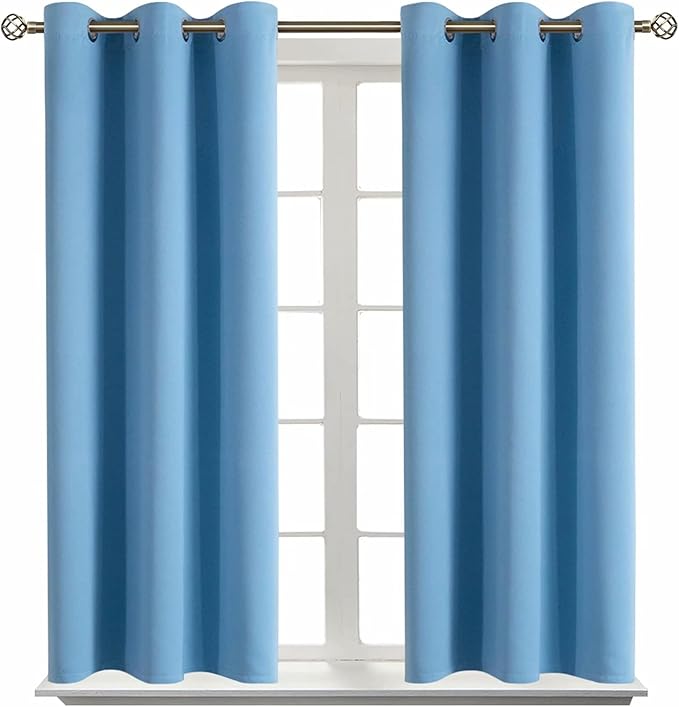 BGment Room Darkening Curtains 45 Inches Long - Grommet Thermal Insulated Drapes Window Treatment Curtains for Bedroom, 2 Panels, 38 x 45 Inch, Sky Blue