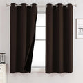 ChrisDowa 100% Blackout Curtains for Bedroom with Black Liner, 2 Thick Layers Total Blackout Thermal Insulated Grommet Window Curtains 2 Panels Set (Brown, 42 x 63 Inch)